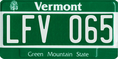 VT license plate LFV065