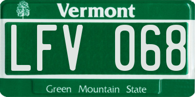VT license plate LFV068