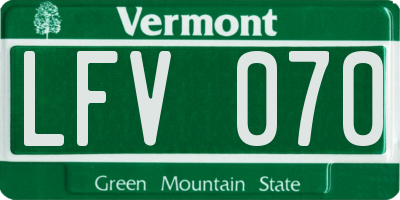 VT license plate LFV070