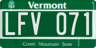 VT license plate LFV071