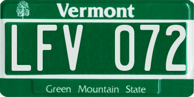 VT license plate LFV072