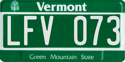 VT license plate LFV073