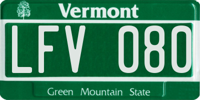 VT license plate LFV080