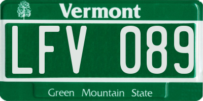 VT license plate LFV089
