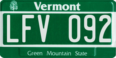 VT license plate LFV092