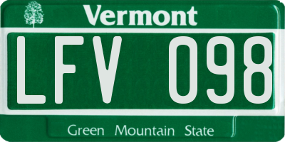 VT license plate LFV098