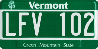 VT license plate LFV102