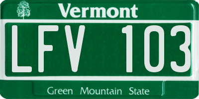 VT license plate LFV103