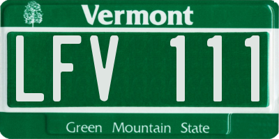 VT license plate LFV111
