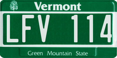 VT license plate LFV114