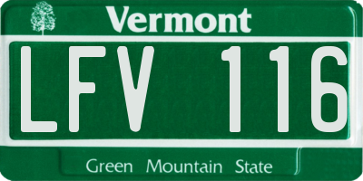 VT license plate LFV116