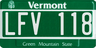VT license plate LFV118