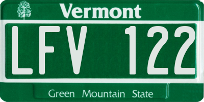 VT license plate LFV122