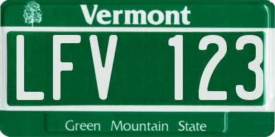 VT license plate LFV123