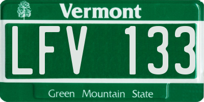 VT license plate LFV133