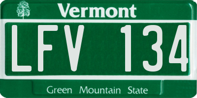 VT license plate LFV134