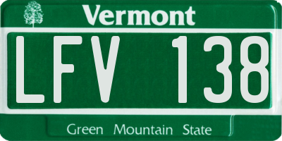 VT license plate LFV138