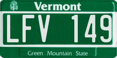 VT license plate LFV149