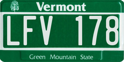 VT license plate LFV178