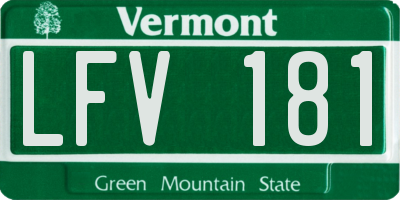 VT license plate LFV181
