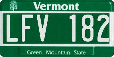 VT license plate LFV182