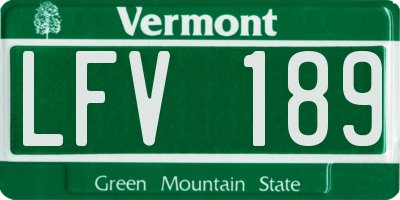 VT license plate LFV189