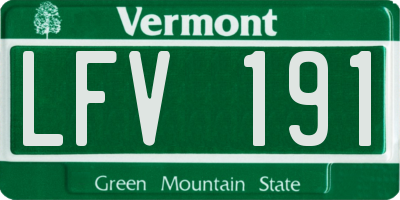 VT license plate LFV191