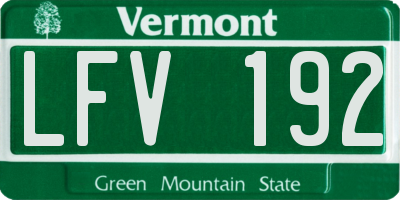 VT license plate LFV192