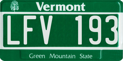 VT license plate LFV193