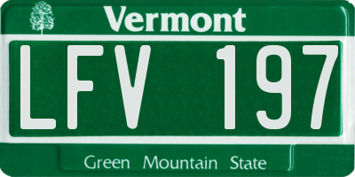 VT license plate LFV197