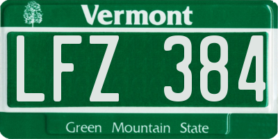 VT license plate LFZ384