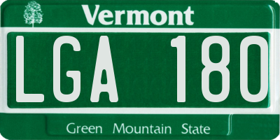 VT license plate LGA180