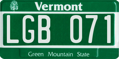 VT license plate LGB071