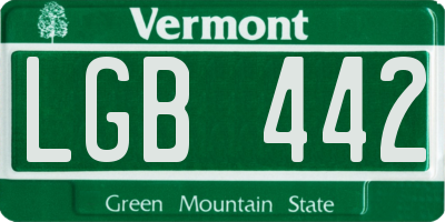 VT license plate LGB442