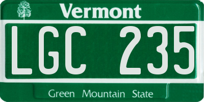 VT license plate LGC235