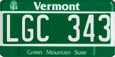 VT license plate LGC343