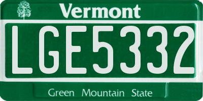 VT license plate LGE5332