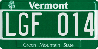 VT license plate LGF014