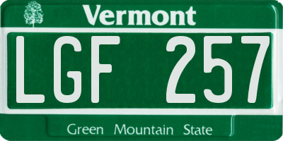 VT license plate LGF257