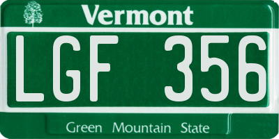 VT license plate LGF356