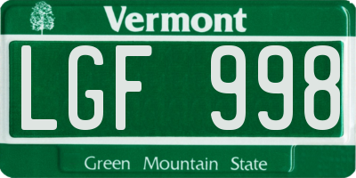 VT license plate LGF998