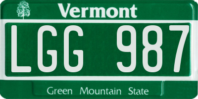 VT license plate LGG987
