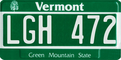 VT license plate LGH472