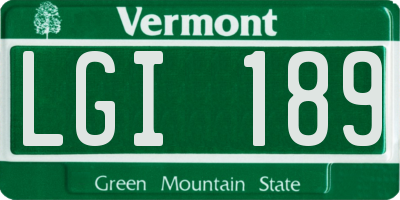 VT license plate LGI189