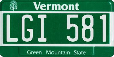 VT license plate LGI581