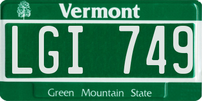 VT license plate LGI749