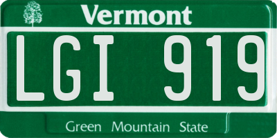 VT license plate LGI919