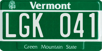 VT license plate LGK041