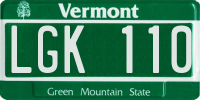 VT license plate LGK110