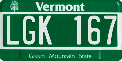 VT license plate LGK167